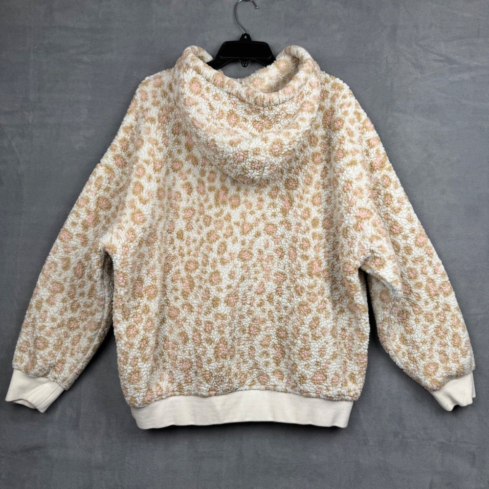 UGG Women's Leopard Print Fleece Hoodie Size L Cozy Sherpa Loungewear - Picture 8 of 8